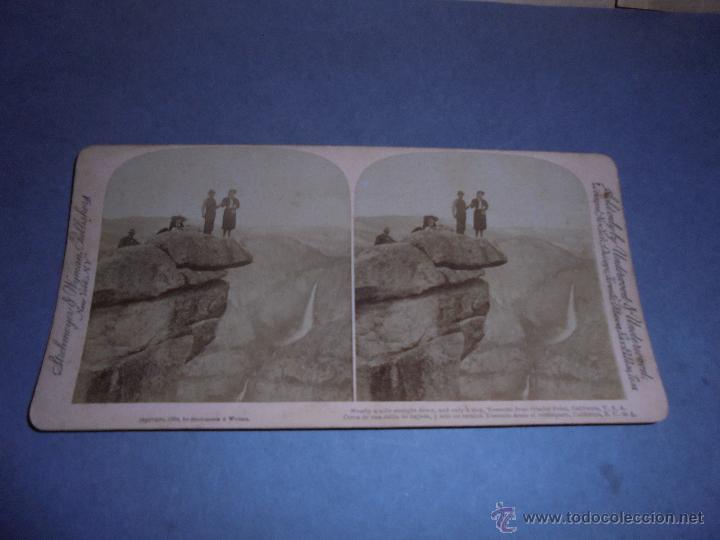 Fotograf&iacute;a antigua: ESTEREOSC&Oacute;PICA - U.S.A. CALIFORNIA CERCA DE UNA MILLA DE BAJADA Y SOLO UN ESCALON YOSEMITE DESDE EL