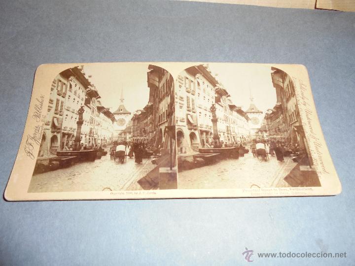 Fotograf&iacute;a antigua: ESTEREOSC&Oacute;PICA - PRINCIPAL STREET IN BERN ,SWITZERLAND 1889 BY J.F. JARVIS