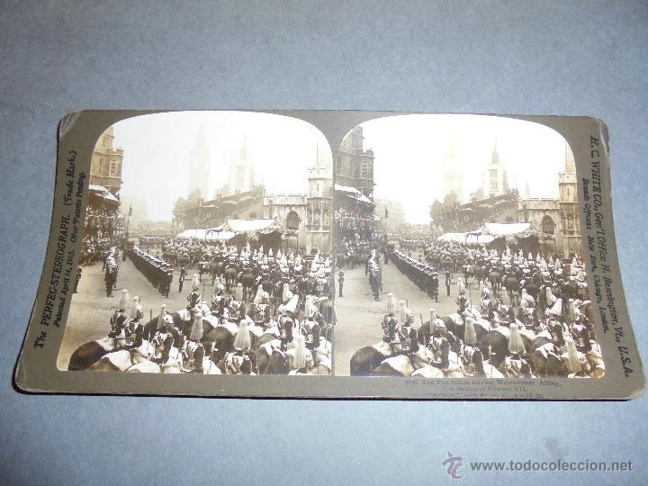 Fotograf&iacute;a antigua: ESTEREOSC&Oacute;PICA - 8247 THE PROCESSION LEAVING WESTMINSTER ABBEY CORONATION OF EDWARD VII