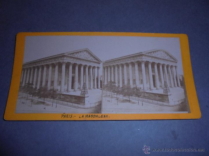 Fotograf&iacute;a antigua: PARIS - ANTIGUA ESTEREOSCOPICA - LA MAGDALENA  - 18X9 CM.