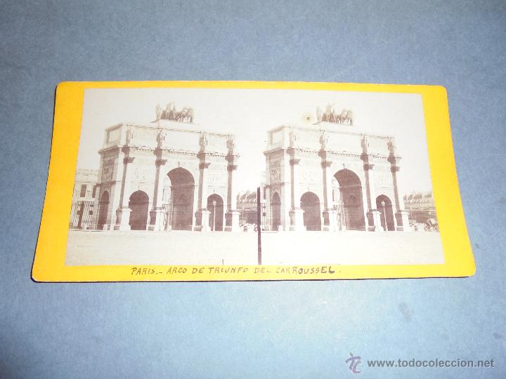 Fotograf&iacute;a antigua: PARIS - ANTIGUA ESTEREOSCOPICA - ARCO DE TRIUNFO DEL CARROUSSEL  - 18X9 CM.