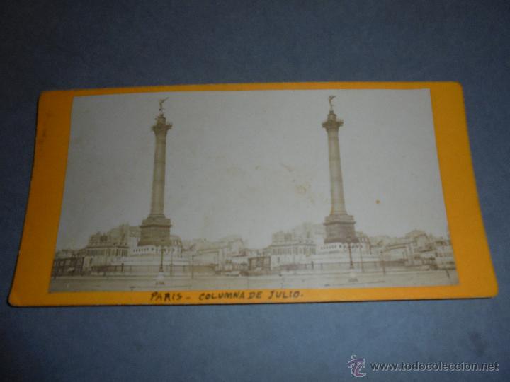 Fotograf&iacute;a antigua: PARIS - ANTIGUA ESTEREOSCOPICA - COLUMNA DE JULIO  - 18X9 CM.