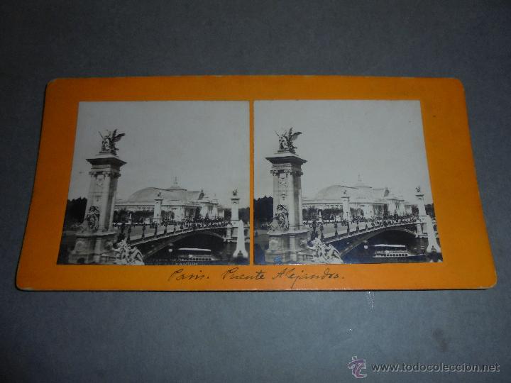 Fotograf&iacute;a antigua: PARIS - ANTIGUA ESTEREOSCOPICA - PUENTE ALEJANDRO  - 18X9 CM.
