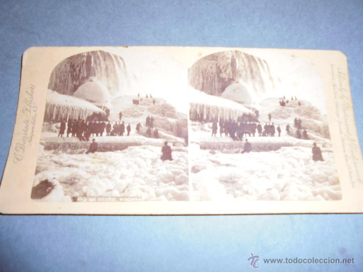 Fotograf&iacute;a antigua: - ANTIGUA ESTEREOSCOPICA - 645 ICE BRIDGE , NIAGARA , C. BIERSTADT  - 18X9 CM.
