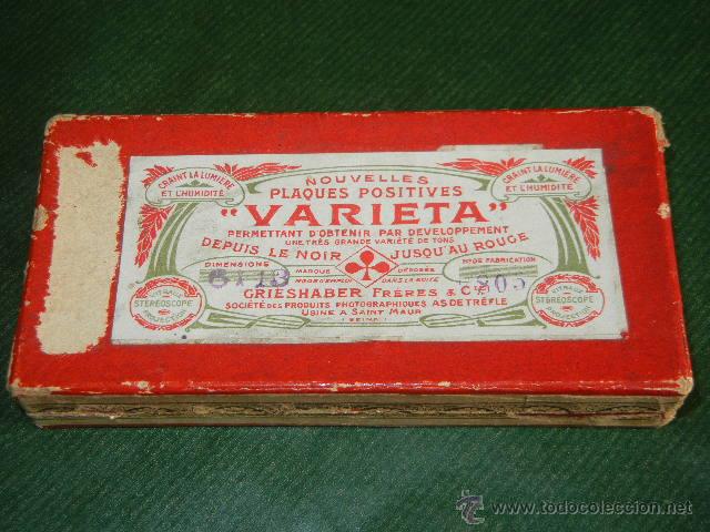 Fotografia antiga: ANTIGUA CAJA PLACAS VARIETA - DE GRIESHABER FRERES - VACIA