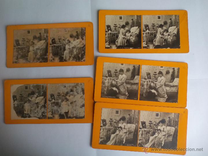 Antique Photography: Estereoscopica lote de 5 La Toilette de B&eacute;b&eacute;. S.I.P. Stereo Stereoscopique. Foto, fotograf&iacute;a.