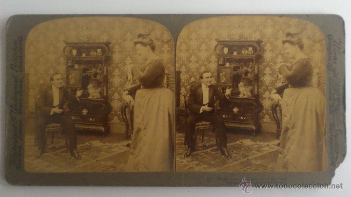 Photographie ancienne: ANTIGUA FOTOGRAFIA ESTEREOSCOPICA, NO LE GUSTARIA VENIR Y SENTARSE EN MI REGAZO, N&ordm; 1, A&Ntilde;O 1901