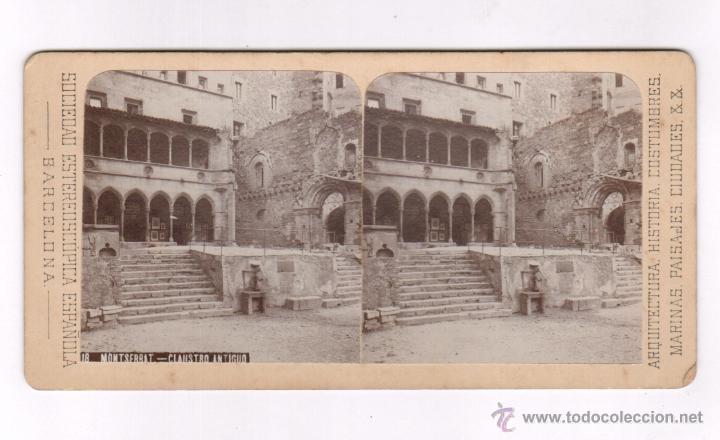 Fotografia antiga: MONTSERRAT, 18. CLAUSTRO ANTIGUO. 9 X 17,5 CM. 1900'S. SOCIEDAD ESTEREO ESPA&Ntilde;OLA