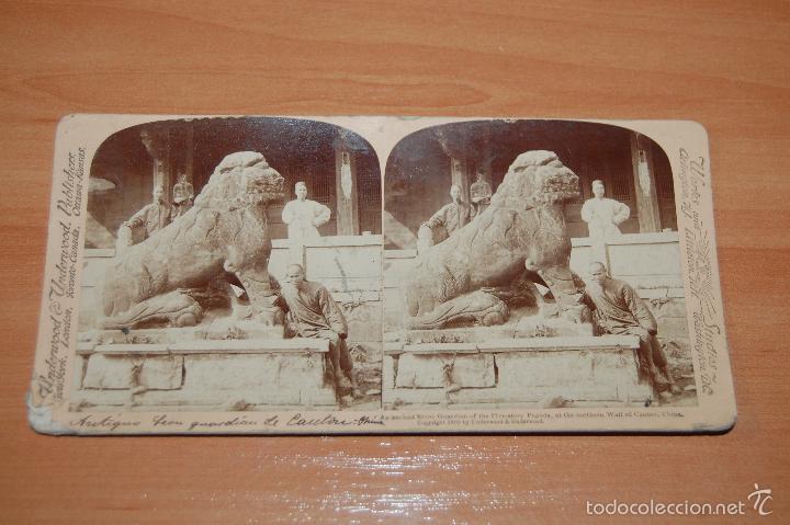 Photographie ancienne: RARA FOTOGRAFIA ESTEREOSCOPICA CHINA CANTON A&Ntilde;O 1900 LEON GUARDIAN UNDERWOOD PUBLISHER