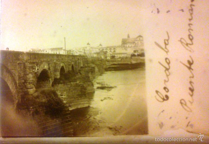Fotografia antica: CRISTAL ESTEREO POSITIVO, CORDOBA, PUENTE ROMANO