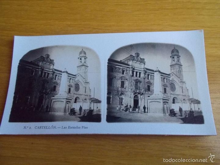 Fotograf&iacute;a antigua: ANTIGUA POSTAL FOTOGRAFIA VISTAS ESTEREOSCOPICA N&ordm; 2 CASTELLON LAS ESCUELAS PIAS EDITOR A.MARIN