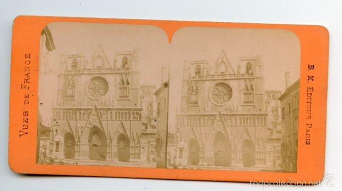 Fotografia antica: Estereosc&oacute;pica: catedral de Lyon.  Vues de France. B.K. &Eacute;diteur Paris