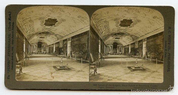 Fotografia antica: Estereosc&oacute;pica. Saloon of the Knights, Royal Palace of Rosenberg. Denmark.
