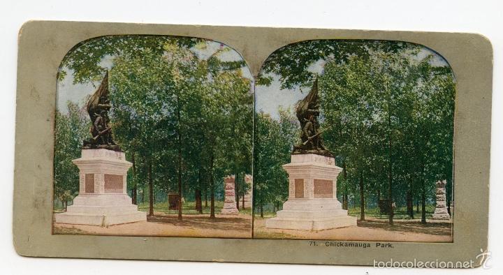 Fotograf&iacute;a antigua: Estereosc&oacute;pica. Fotomec&aacute;nica coloreada. Parque Chickamauga