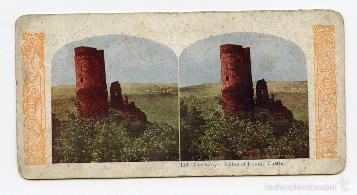Fotograf&iacute;a antigua: Esterosc&oacute;pica fotomec&aacute;nica coloreada. Ruinas de un castillo feudal. Alemania.  World Series.