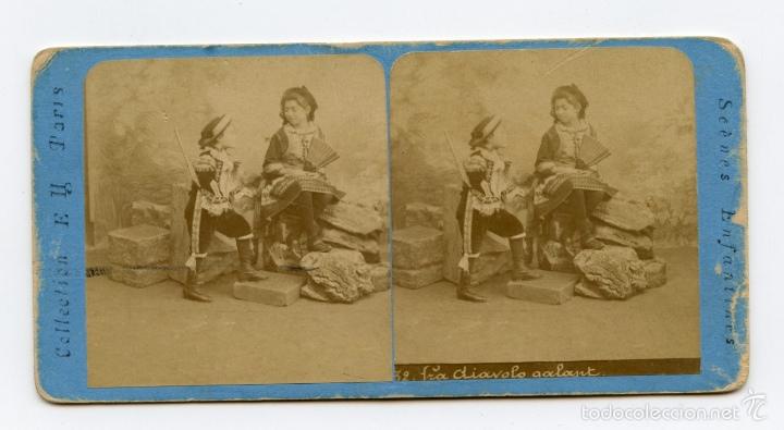 Fotografia antiga: Estereosc&oacute;pica: escena infantil  Collection E. H. Paris. Sc&egrave;nes Enfantines.