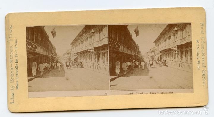 Fotografia antiga: Estereosc&oacute;pica: Looking down Elescolta.  New educational series. Stereoscopic views.  Liberty brand-
