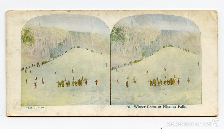 Fotografia antiga: Escena invernal en las Cataratas del Ni&aacute;gara 1925, A.C. Co.