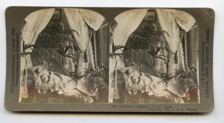 Fotografia antiga: Ni&ntilde;o durmiendo. International View Co. Photographers and Publishers    Home office and works  Decatu