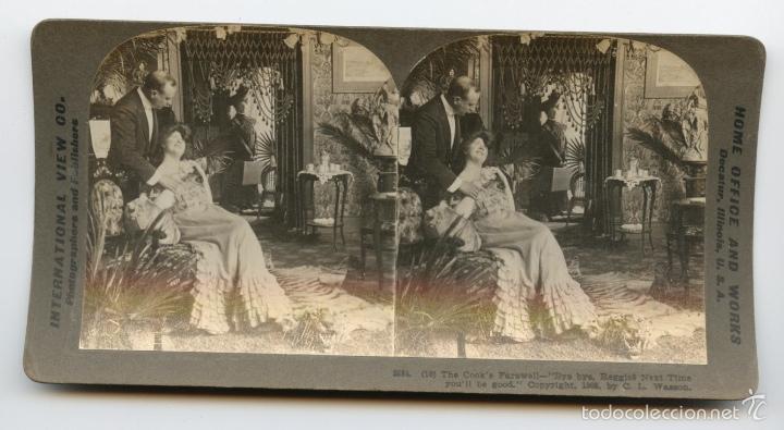 Fotografia antiga: Infiel con la cocinera. La despedida. International View Co. Photographers and Publishers   Home off
