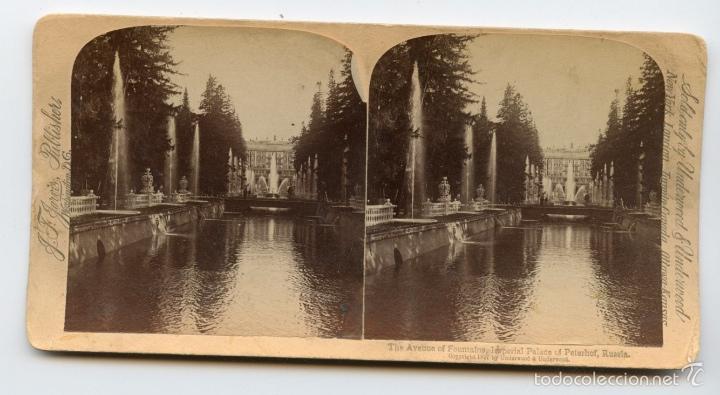 Fotografia antiga: Avenida de las fuentes, Palacio de Peterhof, Rusia.  J. F. Jarvis, Publishers. Washington D.C.  Sold