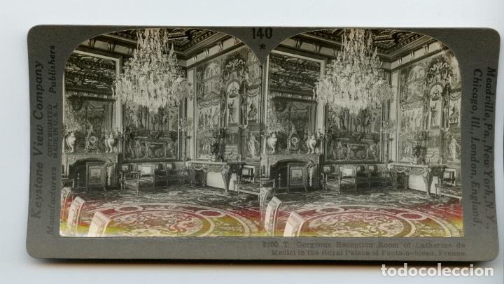 Photographie ancienne: Sal&oacute;n de recepciones de Catalina de Medici. Palacio Real de Fontainebleau.  Keystone View Company.