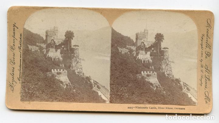 Photographie ancienne: Castillo Rheinstein junto al r&iacute;o Rin, Alemania. Keystone View Company. Manufacturers & Publishers