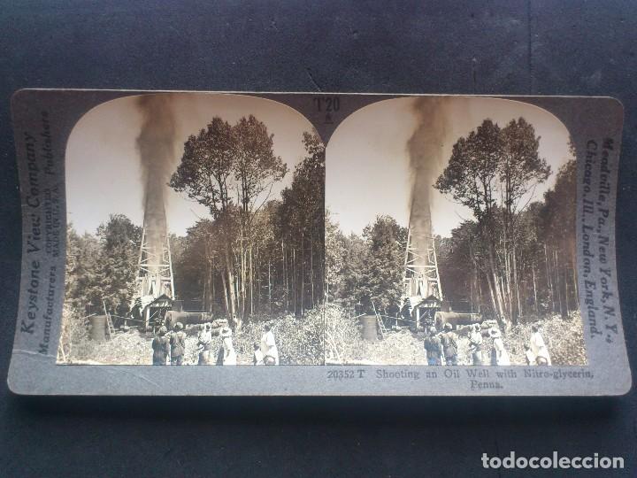 Photographie ancienne: FOTOGRAFIA ESTEREOSCOPICA, KEYSTONE VIEW COMPANY, PROBLEMAS EN NUEVO POZO DE PETROLEO