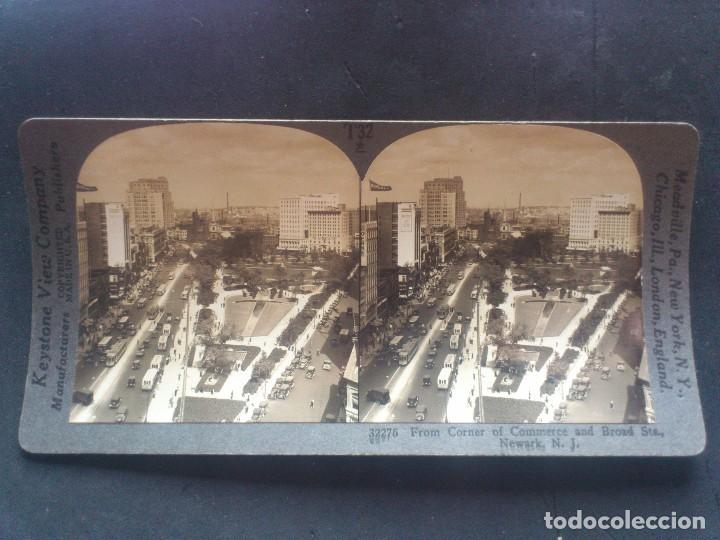 Photographie ancienne: FOTOGRAFIA ESTEREOSCOPICA, KEYSTONE VIEW COMPANY, COMERCIO Y AMPLIAS CALLES, NEWARK, N. J.