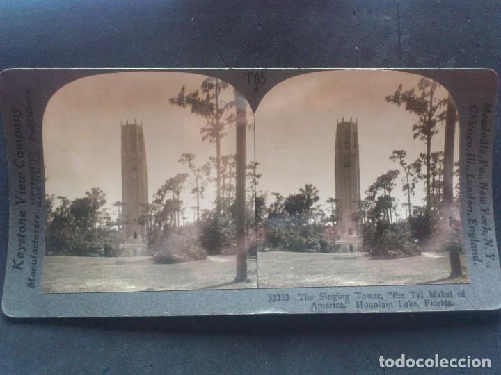 Photographie ancienne: FOTOGRAFIA ESTEREOSCOPICA, KEYSTONE VIEW COMPANY, LA TORRE CANTANTE, EN LAGO DE MONTA&Ntilde;A, FLORIDA