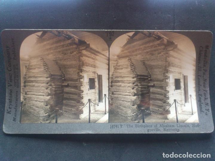 Photographie ancienne: FOTOGRAFIA ESTEREOSCOPICA, KEYSTONE VIEW COMPANY, EL LUGAR DE NACIMIENTO DE ABRAHAN LINCOLN