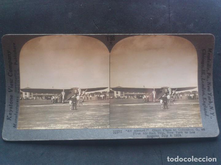Photographie ancienne: FOTOGRAFIA ESTEREOSCOPICA, KEYSTONE VIEW COMPANY, AVION GIGANTESCO COLUMBUS LISTO PARA MARCHARSE