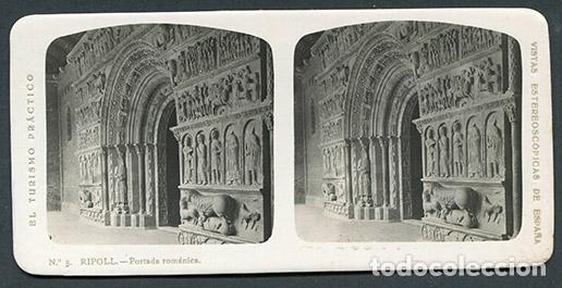 Fotografia antica: Monasterio de Ripoll. Puerta Rom&aacute;nica. El Turismo Pr&aacute;ctico. Vistas Est. de Espa&ntilde;a. c. 1915