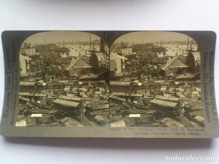 Fotografia antica: KEYSTONE VIEW COMPANY, BARCAZAS EN EL RIO CHUKIANG EN CANTON, CHINA, ORIGINAL, A&Ntilde;OS 20