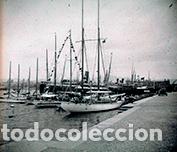 Antique Photography: Puerto de Barcelona. Vista de las embarcaciones y veleros. c. 1900