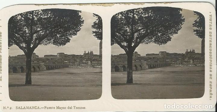 Fotografia antiga: Fotografia Esteroscopica N&ordm;2 Salamanca.-Puente Mayor del Tormes.Mide 166X83 mm.