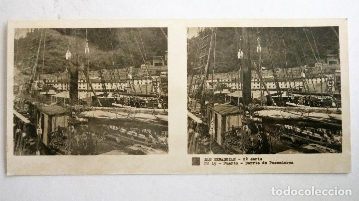 Antique Photography: POSTAL ESTEREOSCOPICA, SAN SEBASTIAN, PUERTO, BARRIO DE PESCADORES - 2&ordm; SERIE N&ordm; 15
