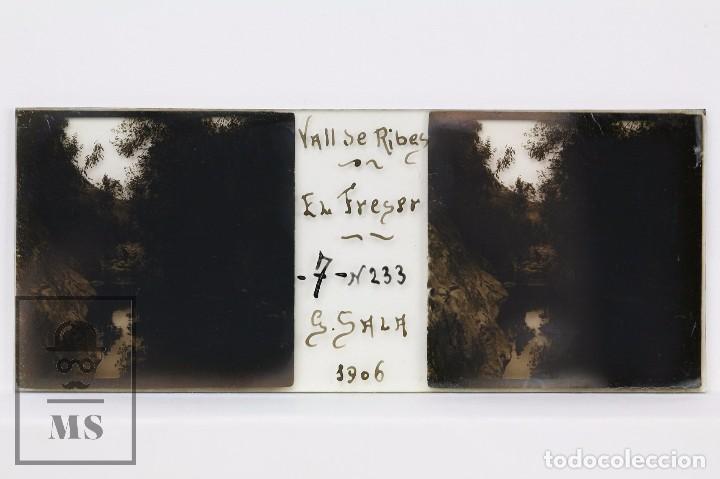 Antique Photography: Placa de Vidrio / Vista Estereosc&oacute;pica - N. 233, Vall de Ribes. Riu Freser - G Sala, 1906