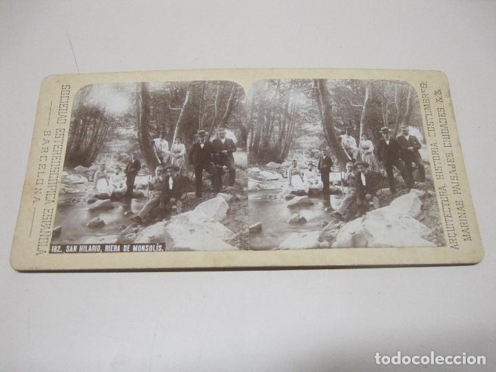 Photographie ancienne: Foto estereosc&oacute;pica de San Hilario Sacalm, Riera de Monsol&iacute;s. N&ordm; 182
