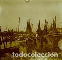 Photographie ancienne: Puerto. Barcos de pesca. Bonita imagen. c. 1920