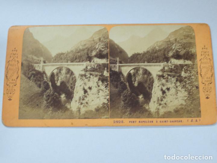 Fotografia antica: FOTOGRAF&Iacute;A ESTEREOSC&Oacute;PICA  PONT NAPOL'EON &Agrave; SAINT-SAUVEUR