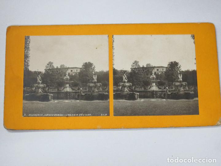 Fotografia antica: FOTOGRAF&Iacute;A ESTEREOSC&Oacute;PICA  3. FLORENCE JARDIN BOBOU LE BASSIN DE &acute;L' ILOT