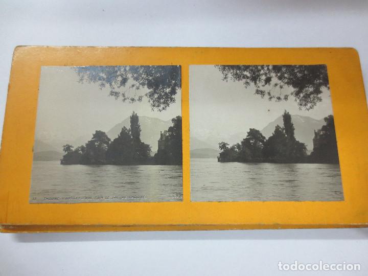 Fotografia antica: FOTOGRAF&Iacute;A ESTEREOSC&Oacute;PICA  13. THOUINE ( SUISSE) VUE SUR LE LAC DE THOUNE