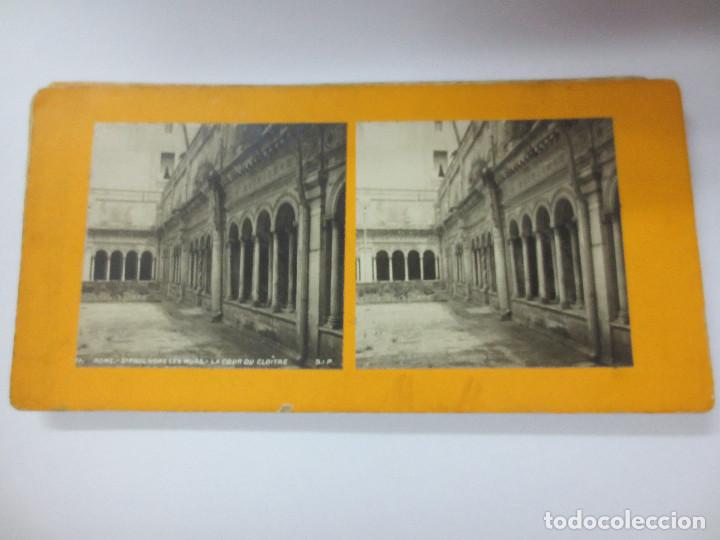 Fotografia antica: FOTOGRAF&Iacute;A ESTEREOSC&Oacute;PICA  ROME ST PAUL HORS LES MURS LA COUR DU CLOITRE