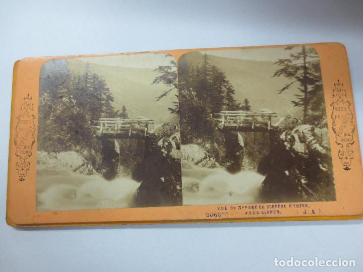 Fotografia antica: FOTOGRAF&Iacute;A ESTEREOSC&Oacute;PICA  VUE DU PONT DU GOUFFRE D'ENFER VUES DES PYR&Eacute;N&Eacute;ES