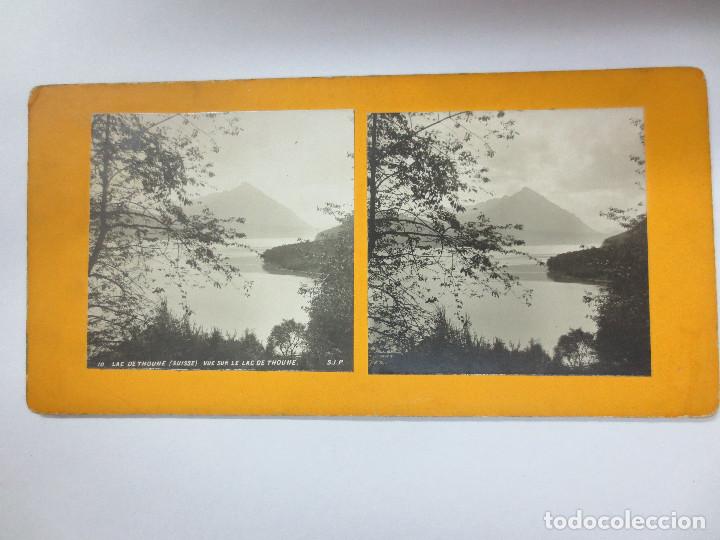 Fotografia antica: FOTOGRAF&Iacute;A ESTEREOSC&Oacute;PICA  10. LAC DE THOUNE (SWISSE) VUE SUR LE LAC DE THOUNE