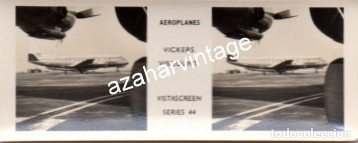 Fotografia antica: ESTEROSCOPICA AVIACION, VISTASCREEN AEROPLANO VICKERS VISCOUNT, 110X45MM