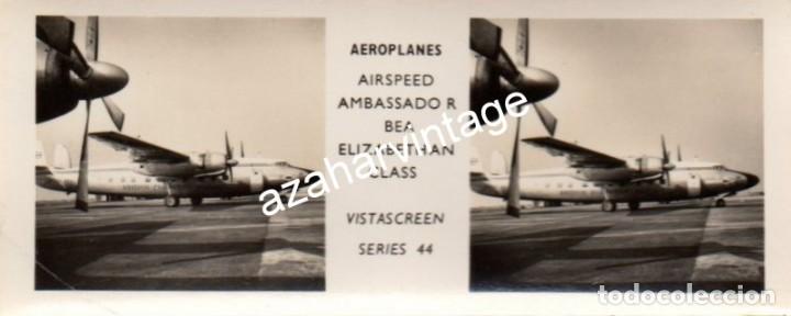 Fotografia antica: ESTEROSCOPICA AVIACION, VISTASCREEN AVION AIRSPEED AMBASSADOR BEA ELIZABETH CLASS, 110X45MM