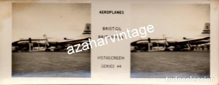 Fotografia antica: ESTEROSCOPICA AVIACION, VISTASCREEN AVION BRISTOL BRITANNIA, 110X45MM
