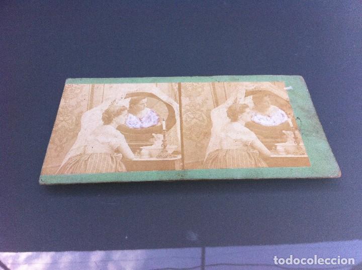 Fotografia antica: FOTOGRAF&Iacute;A ESTEREOSC&Oacute;PICA. MUJER ANTE EL ESPEJO. MEDIDAS: 16,5 x 8,5cm